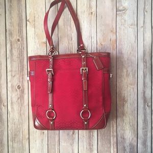 Coach Mini Signature C Gallery Red Tote